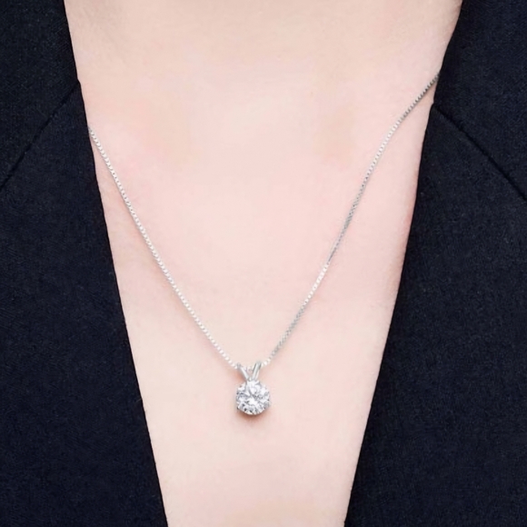 NWT CERTIFIED .85 CT Moissanite Diamond Francis Claire Portia Solitaire Pendant - Picture 5 of 5